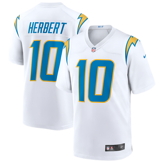 Hombre Nike Justin Herbert White Los Angeles Chargers Game Jersey
